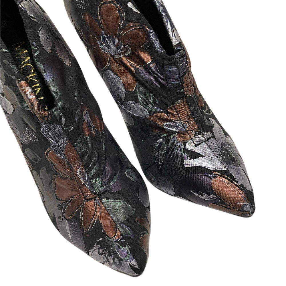 MACKIN J Floral Stiletto Ankle Booties Black Multi Sz. 6.5 EUC